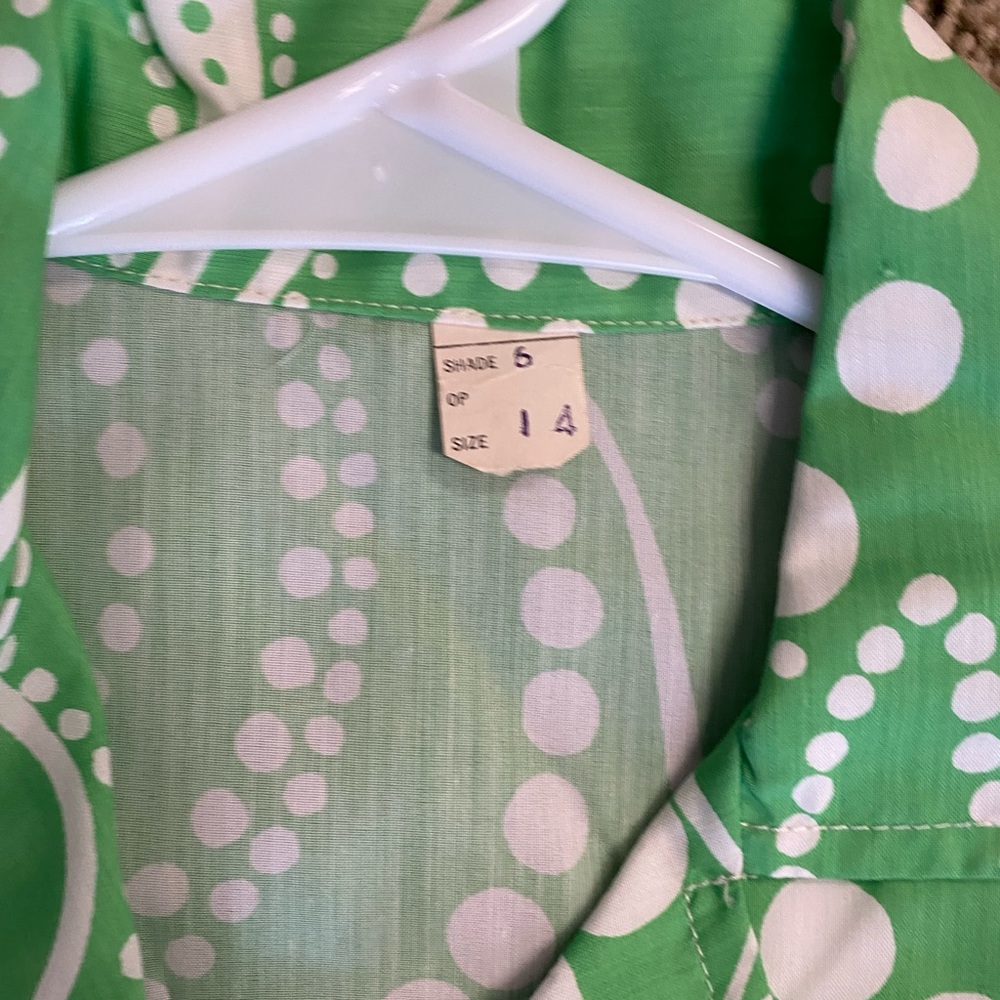 Vintage Sleeveless Dress Green and White Swirl Button Up Belt Summer NWT - Picture 11 of 14